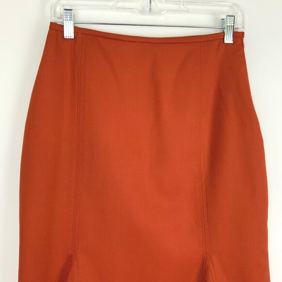 Les Copains Italy Wool Flare Trampet Skirt in Terracotta/ Orange Sz 8 - Picture 6 of 14